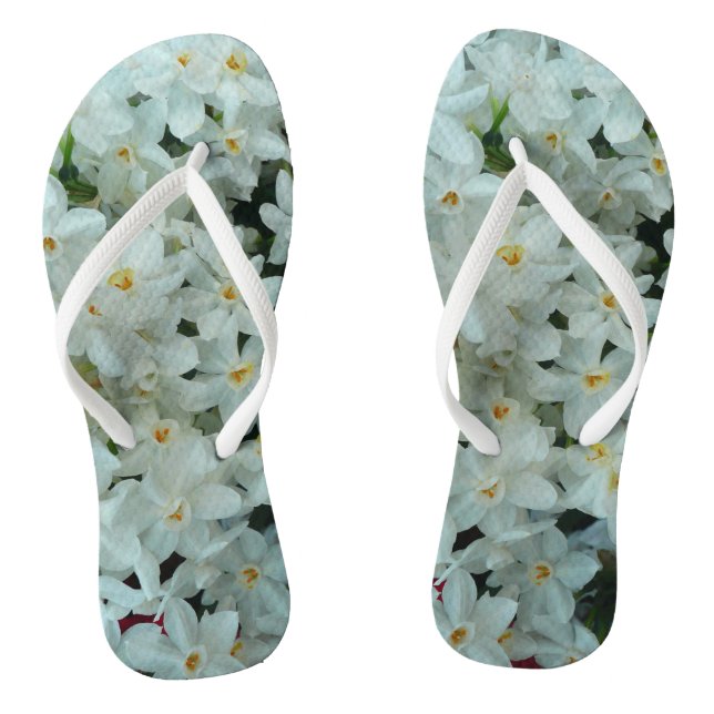 Paperwhite Narcissus Delicate White Flowers Thongs (Footbed)