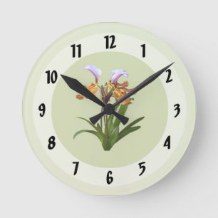 Paphiopedilum Orchids Intertwined Round Clock