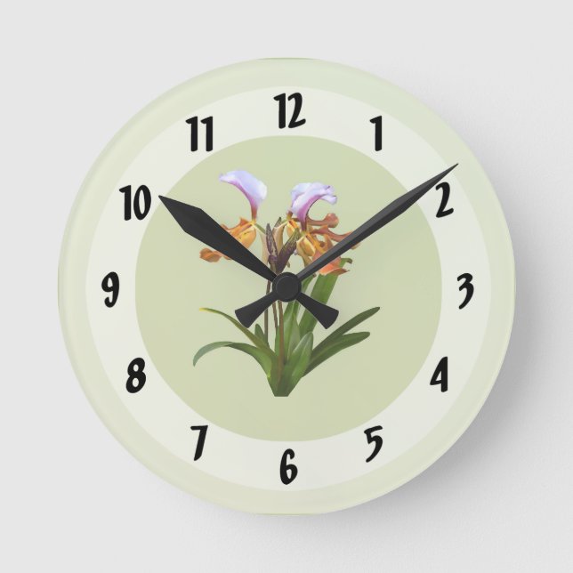 Paphiopedilum Orchids Intertwined Round Clock (Front)