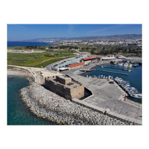 Paphos castle, harbour and lighthouse poster