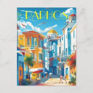 Paphos City, Cyprus touring souvenir Holiday Postcard