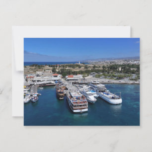 Paphos harbour drone view with lighthouse  postcard
