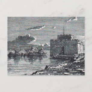Paphos mediaeval fort 19th century engraving postcard