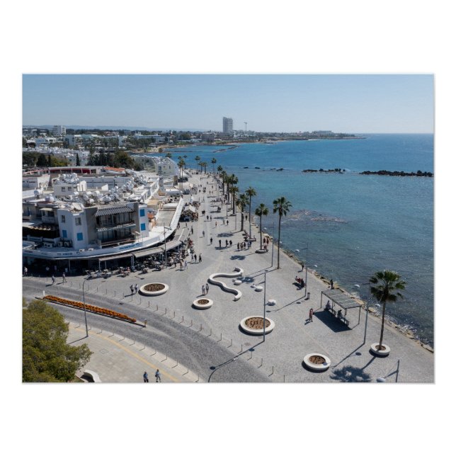 Paphos Sea Front Walk by drone Poster (Front)