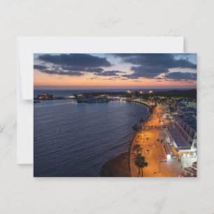 Paphos seafront and harbour at night postcard