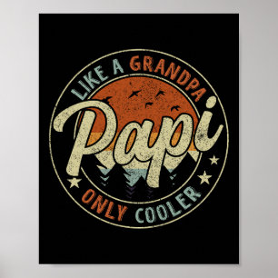 Papi Like A Grandpa Only Cooler Vintage Retro Fath Poster