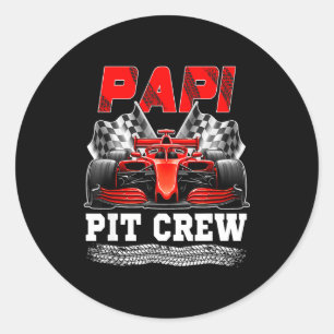 Papi pit crew racing family race car birthday boy  classic round sticker