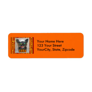 Papier Mache Halloween Cat Address Label Return Address Label