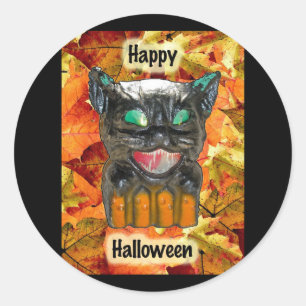 Papier Mache Halloween Cat Stickers