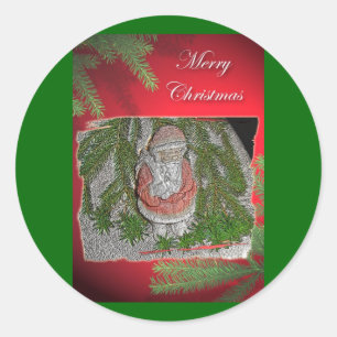 Papier Mache Red Coated Santa Christmas Stickers
