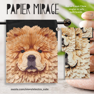 PAPIER MIRAGE Cream Chow Bath Towel Set