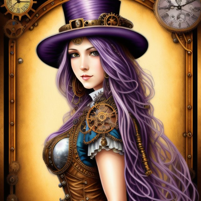 Papier Mousseline Feminine steampunk woman purple Tissue Paper (Creator Uploaded)