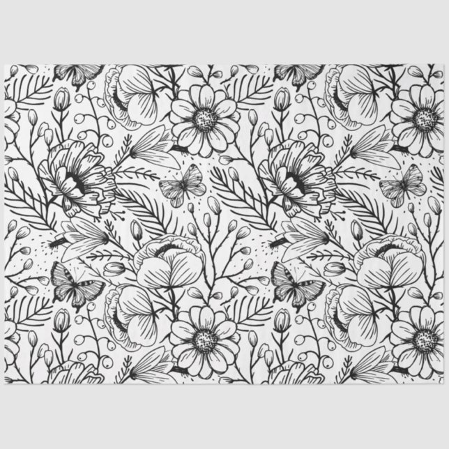 PAPIER MOUSSELINE Flower jungle tissue paper (Front)