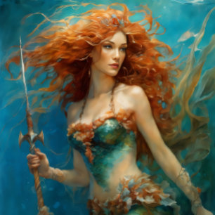 Papier Mousseline Mermaid Red Hair Queen v7 Tissue Paper