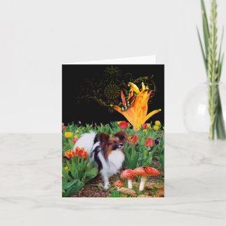 Papillion dog greeting card Monarch butterfly