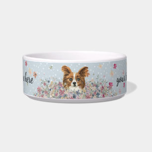 Papillion Dog with paws Bowl