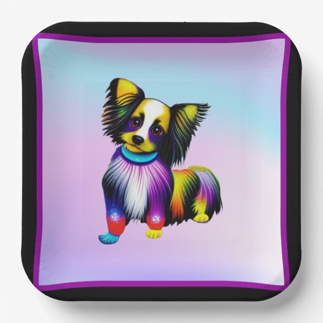 Papillion Pop Art Pastel  Paper Plate (Front)