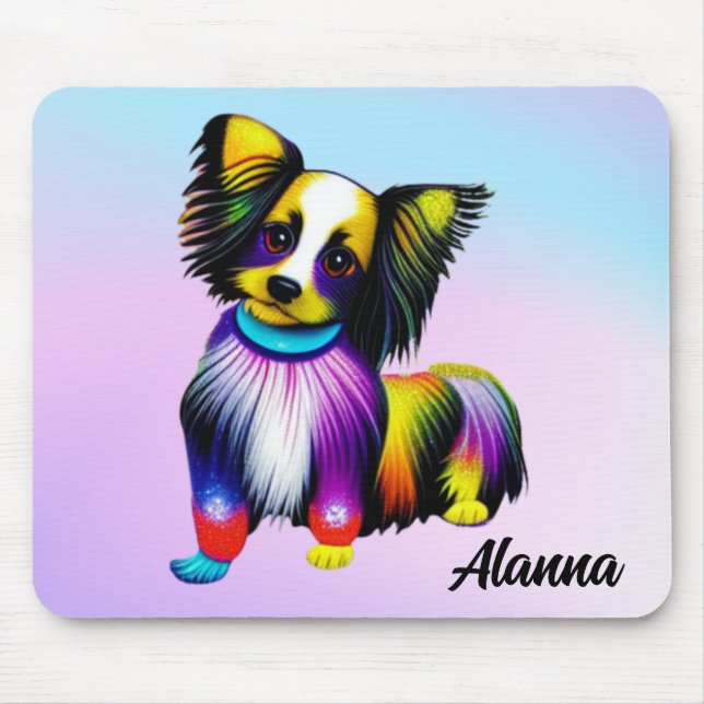 Papillion Pop Art Pastel Personalised     Mouse Pad (Front)