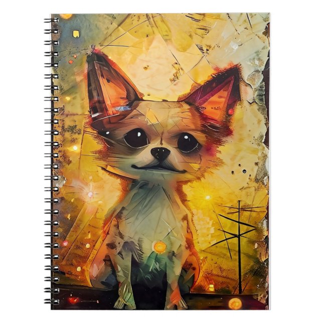 Papillion Puppy Whimsical Vertical Poster Notebook (Front)