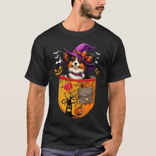 Papillon As Witch In Poc Halloween Dog Owner T-Shirt
