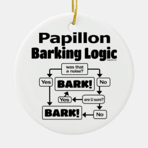 Papillon Barking Logic Ceramic Ornament