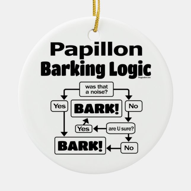 Papillon Barking Logic Ceramic Ornament (Front)