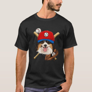 Papillon Baseball Dog Lovers Baseball Player T-Shirt
