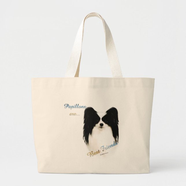 Papillon Best Friend 2 Large Tote Bag (Front)