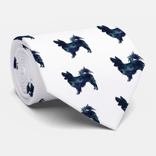Papillon Black Watercolor Silhouette Tie (Rolled)