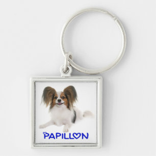 Papillon Brown and White Puppy Dog Love Key Ring