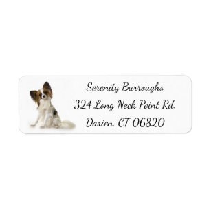 Papillon Brown & White Puppy Dog Return Address Label