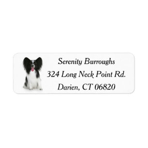 Papillon Brown & White Puppy Dog Return Address Label