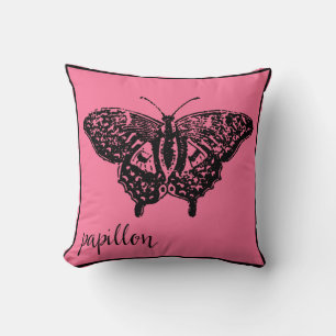 Papillon Butterfly in French Paris Pink Pillow