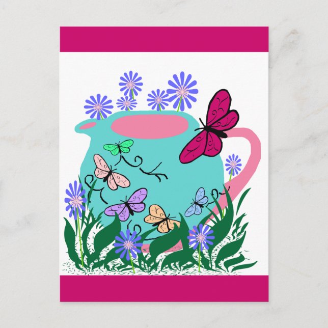 papillon butterfly teapot postcard (Front)