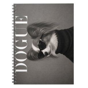 Papillon Chic Fashion Magazine Dog Art Notebook
