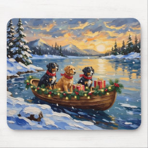 Papillon Christmas Boat Holiday Mouse Pad
