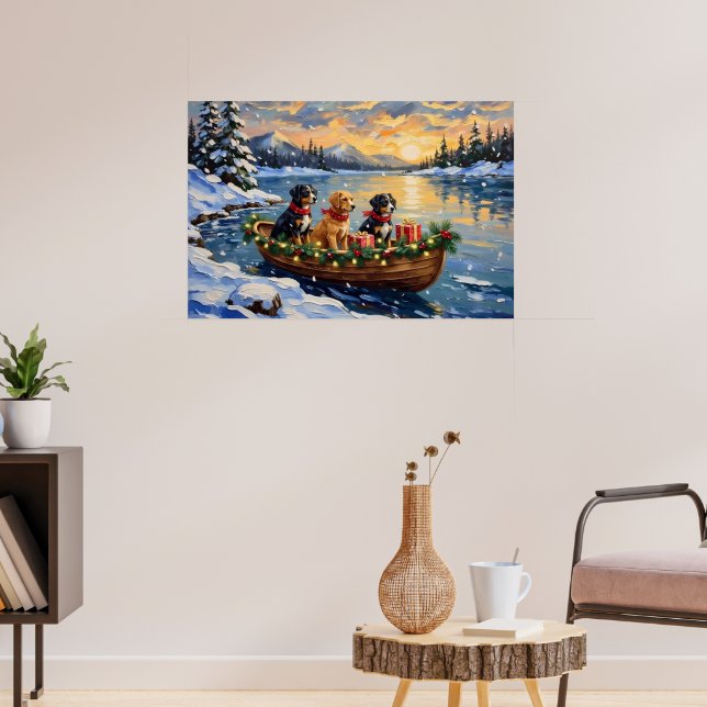 Papillon Christmas Boat Holiday Poster (Living Room 3)