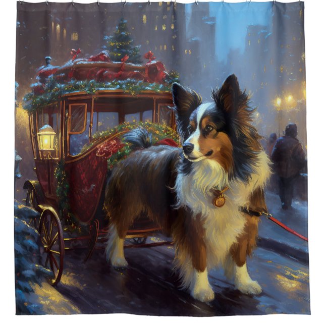 Papillon Christmas Festive Season Shower Curtain (Front)