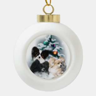 Papillon Christmas Gifts Ceramic Ball Christmas Ornament