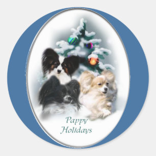Papillon Christmas Gifts Classic Round Sticker
