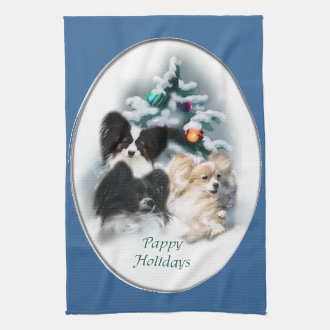 Papillon Christmas Gifts Tea Towel (Vertical)