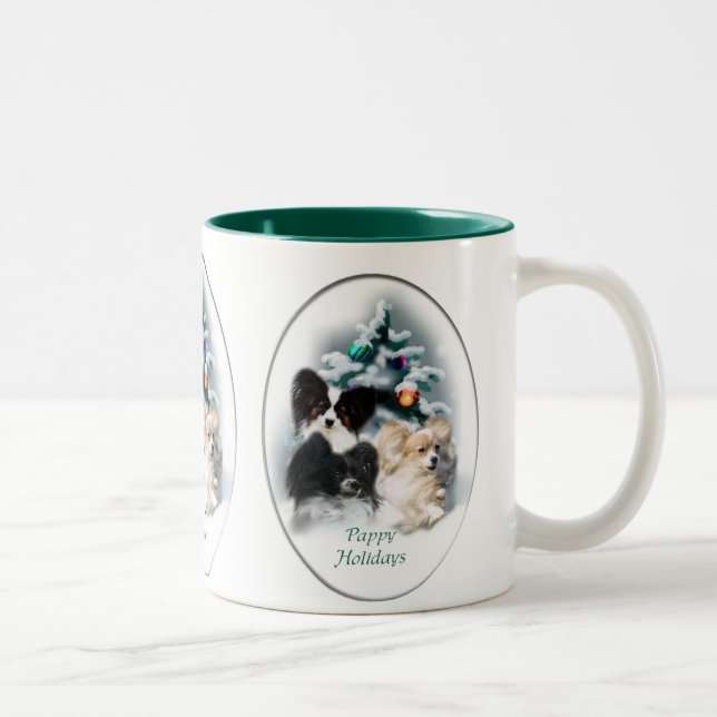 Papillon Christmas Gifts Two-Tone Coffee Mug (Right)
