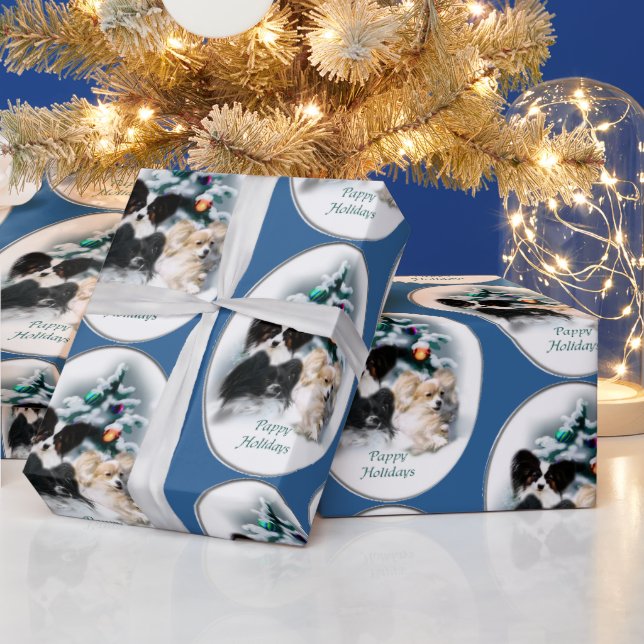 Papillon Christmas Gifts Wrapping Paper (Holidays)