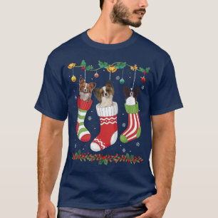 Papillon Christmas Lights Funny Xmas Dog Lover Paj T-Shirt