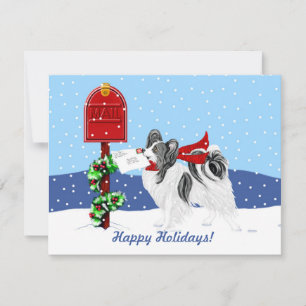 Papillon Christmas Mail Blk Wht Invitation
