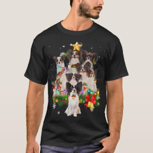 Papillon Christmas Tree Lights Funny Dog Xmas Gift T-Shirt