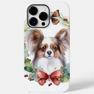 Papillon Christmas Wreath Festive Pup  Case-Mate iPhone 14 Pro Max Case