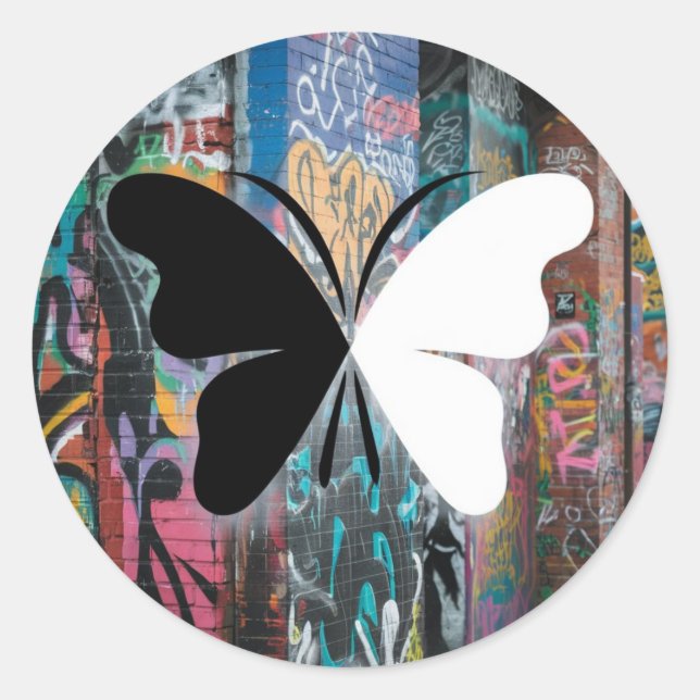 papillon classic round sticker (Front)