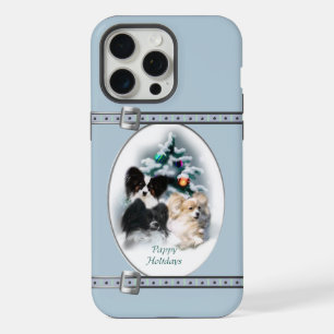 Papillon Cute Blue Christmas Holidays iPhone 15 Pro Max Case