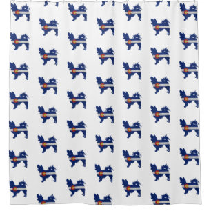 Papillon Dog Breed Colorado Flag Silhouette Shower Curtain
